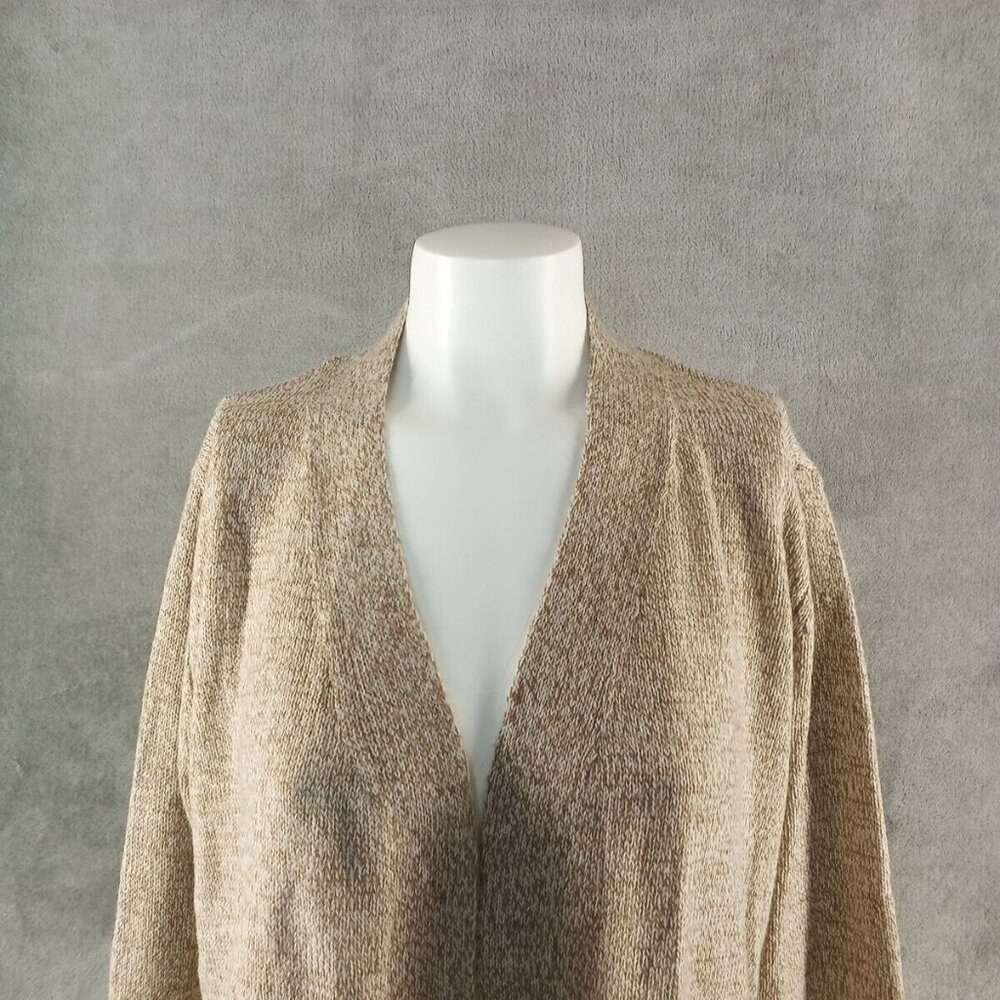 NWT Karen Scott Long Textured Cardigan Sweater LARGE(12-14) Pullover Tan Brown - Picture 3 of 14